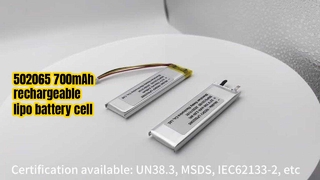 রিচার্জেবল ব্যাটারি LP502065 3.7V 700mAh lipo ব্যাটারি সেল 10K NTC সহ