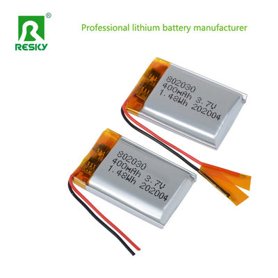 কেনা কমপ্যাক্ট 3.7v 400mAh রিচার্জযোগ্য লিথিয়াম পলিমার ব্যাটারি পাওয়ার লিথিয়াম আইয়ন সেল 802030 Jst সংযোগকারী সহ online manufacture