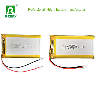 কেনা সৌর লিথিয়াম পলিমার ব্যাটারি সেল 103765 3.7V 7.4V 3000mAh 11.1wh Jst সংযোগকারী সহ online manufacture
