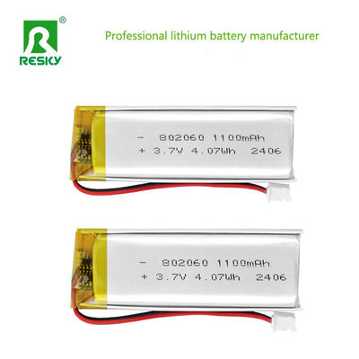 কেনা লিথিয়াম পলিমার ব্যাটারি সেল 802060 3.7V 1100mAh 4.07wh সোলার লিপো ব্যাটারি, বৈদ্যুতিক মিটারের জন্য অনলাইনে উৎপাদন