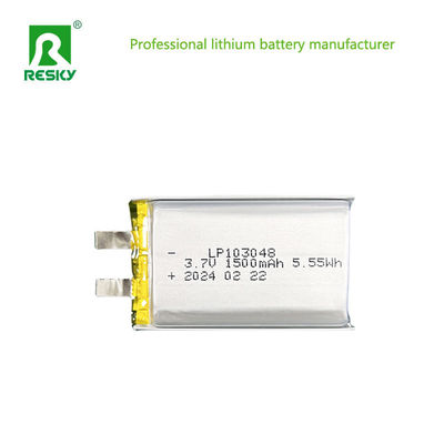 103048 লিথিয়াম পলিমার ব্যাটারি সেল 3.7V 1500mAh 5.55wh ফ্ল্যাট লি-পলিমার ব্যাটারি