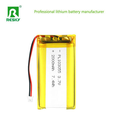 রিচার্জযোগ্য লিপো ব্যাটারি 103055 3.7V 2000mAh 7.4wh পাওয়ার সৌর লিথিয়াম আয়ন ব্যাটারি সেল