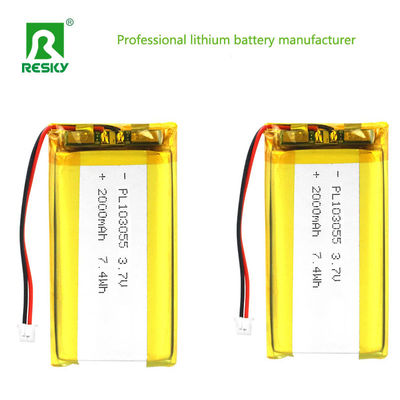 পাওয়ার লিথিয়াম আয়ন সেল 103055 3.7V 2000mAh 7.4wh রিচার্জযোগ্য লিথিয়াম পলিমার ব্যাটারি