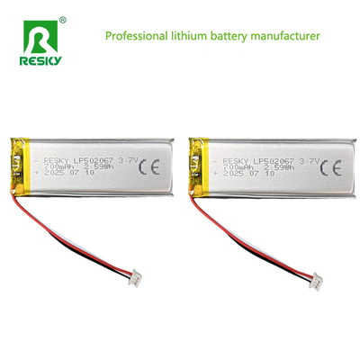 রিচার্জেবল লিথিয়াম লিপো ব্যাটারি 502067 3.7V 700mAh লিথিয়াম সেল, হ্যান্ডহেল্ড বিউটি ডিভাইসের জন্য