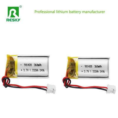 লিথিয়াম পলিমার ব্যাটারি সেল 3.7V 901430 360mAh 1.33wh রিচার্জযোগ্য লিথিয়াম পলিমার ব্যাটারি প্যাক